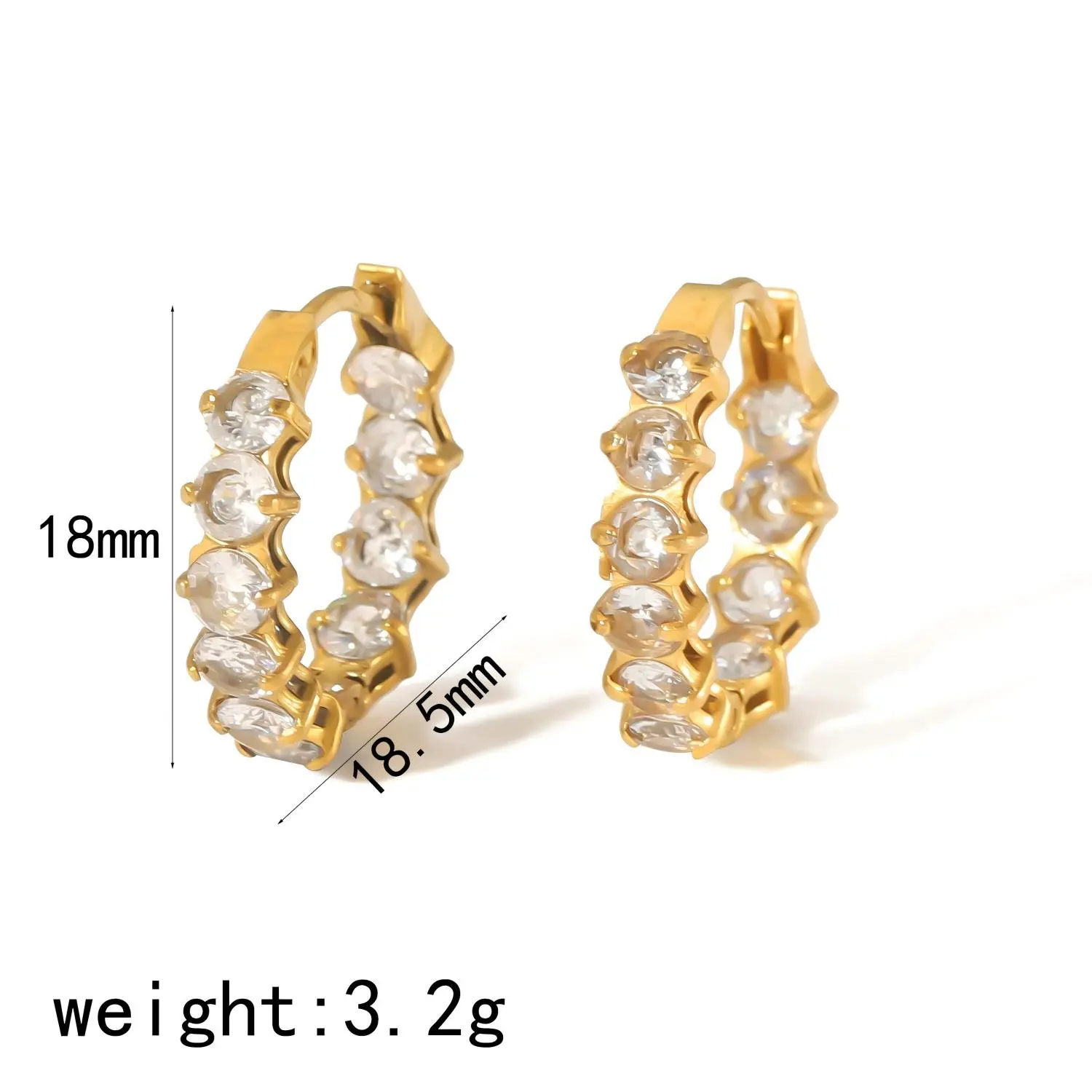 1 Pair Sweet Classic Style Irregular Shape Stainless Steel 18K Gold Plated Inlay Rhinestone Women's Hoop Earrings h5 Picture2